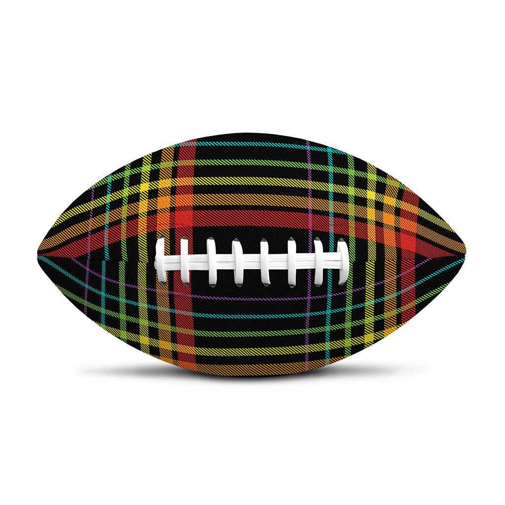 Rainbow Tartan Pattern Print Rugby Ball