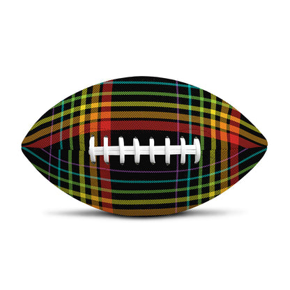 Rainbow Tartan Pattern Print Rugby Ball