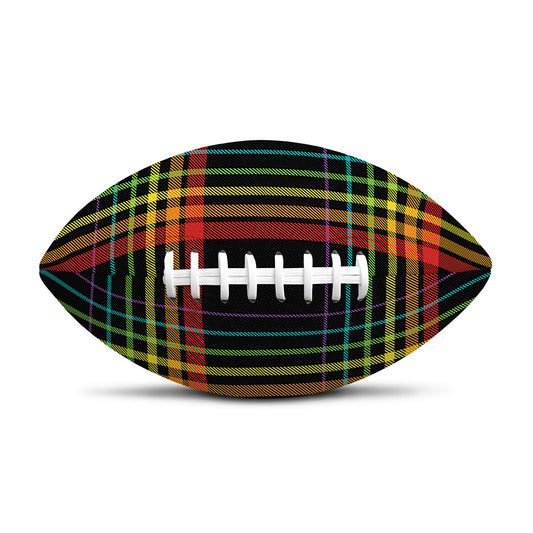 Rainbow Tartan Pattern Print Rugby Ball
