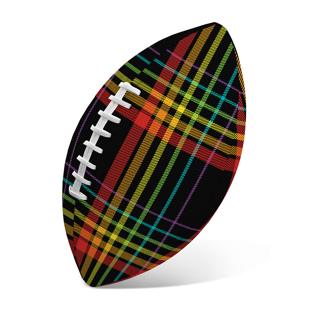 Rainbow Tartan Pattern Print Rugby Ball