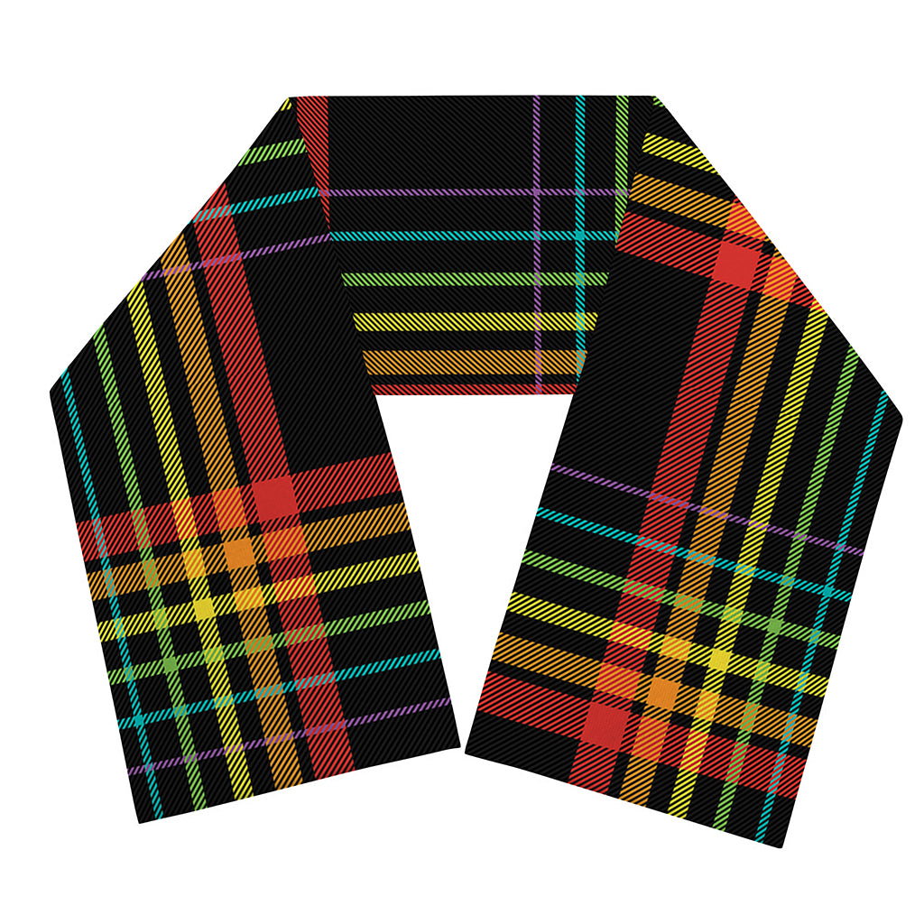 Rainbow Tartan Pattern Print Scarf