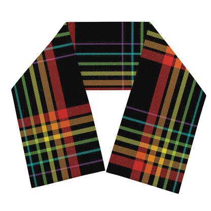Rainbow Tartan Pattern Print Scarf