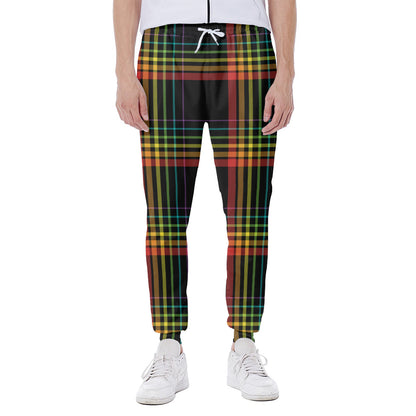 Rainbow Tartan Pattern Print Scuba Joggers
