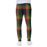 Rainbow Tartan Pattern Print Scuba Joggers