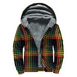 Rainbow Tartan Pattern Print Sherpa Lined Zip Up Hoodie
