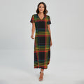 Rainbow Tartan Pattern Print Short Sleeve Maxi Dress