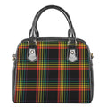 Rainbow Tartan Pattern Print Shoulder Handbag