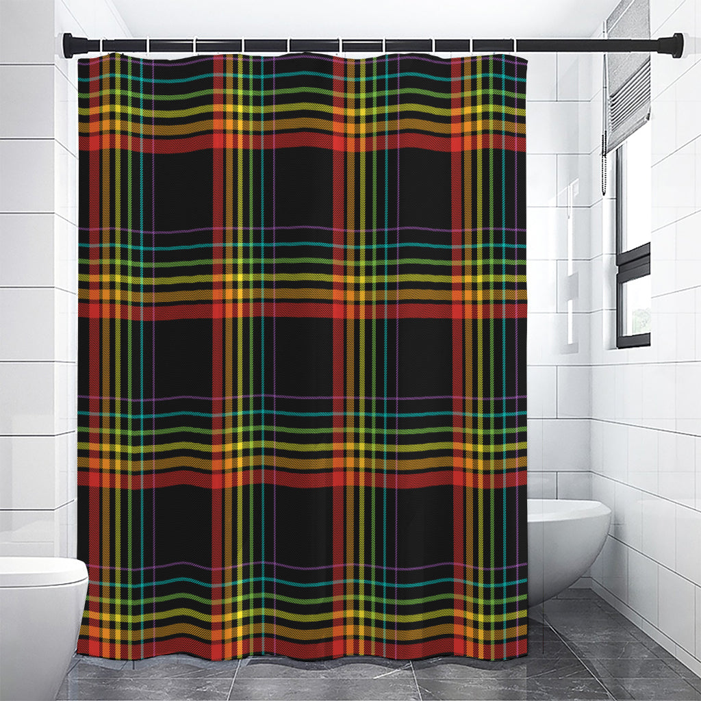 Rainbow Tartan Pattern Print Shower Curtain