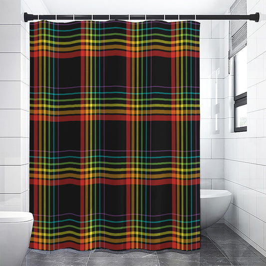 Rainbow Tartan Pattern Print Shower Curtain