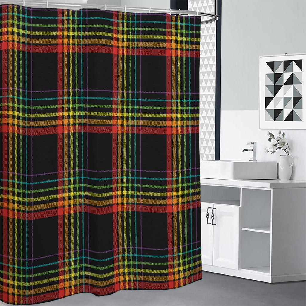 Rainbow Tartan Pattern Print Shower Curtain