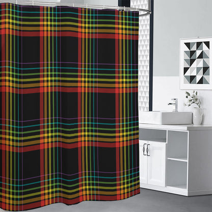 Rainbow Tartan Pattern Print Shower Curtain