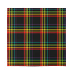 Rainbow Tartan Pattern Print Silk Bandana