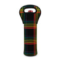 Rainbow Tartan Pattern Print Single Neoprene Wine Tote