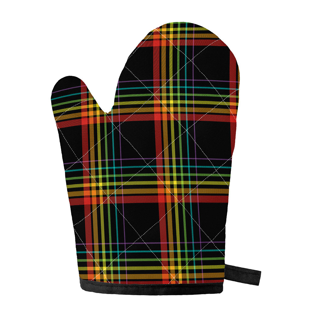 Rainbow Tartan Pattern Print Single Oven Mitt