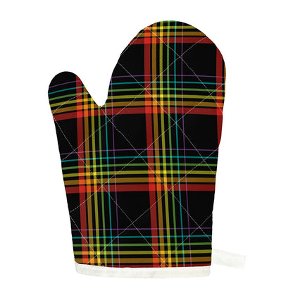 Rainbow Tartan Pattern Print Single Oven Mitt