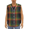 Rainbow Tartan Pattern Print Sleeveless Baseball Jersey
