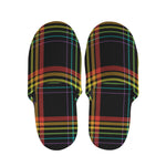 Rainbow Tartan Pattern Print Slippers