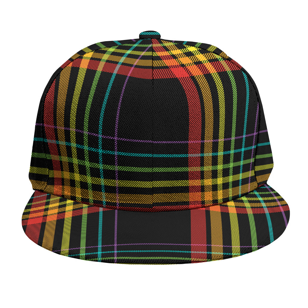 Rainbow Tartan Pattern Print Snapback Cap