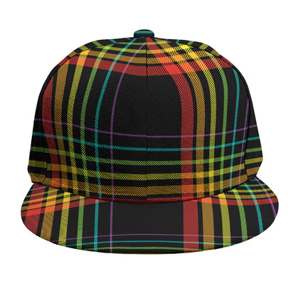 Rainbow Tartan Pattern Print Snapback Cap