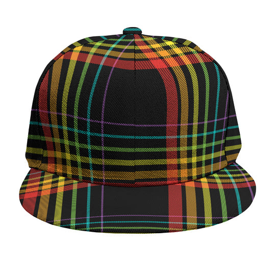 Rainbow Tartan Pattern Print Snapback Cap
