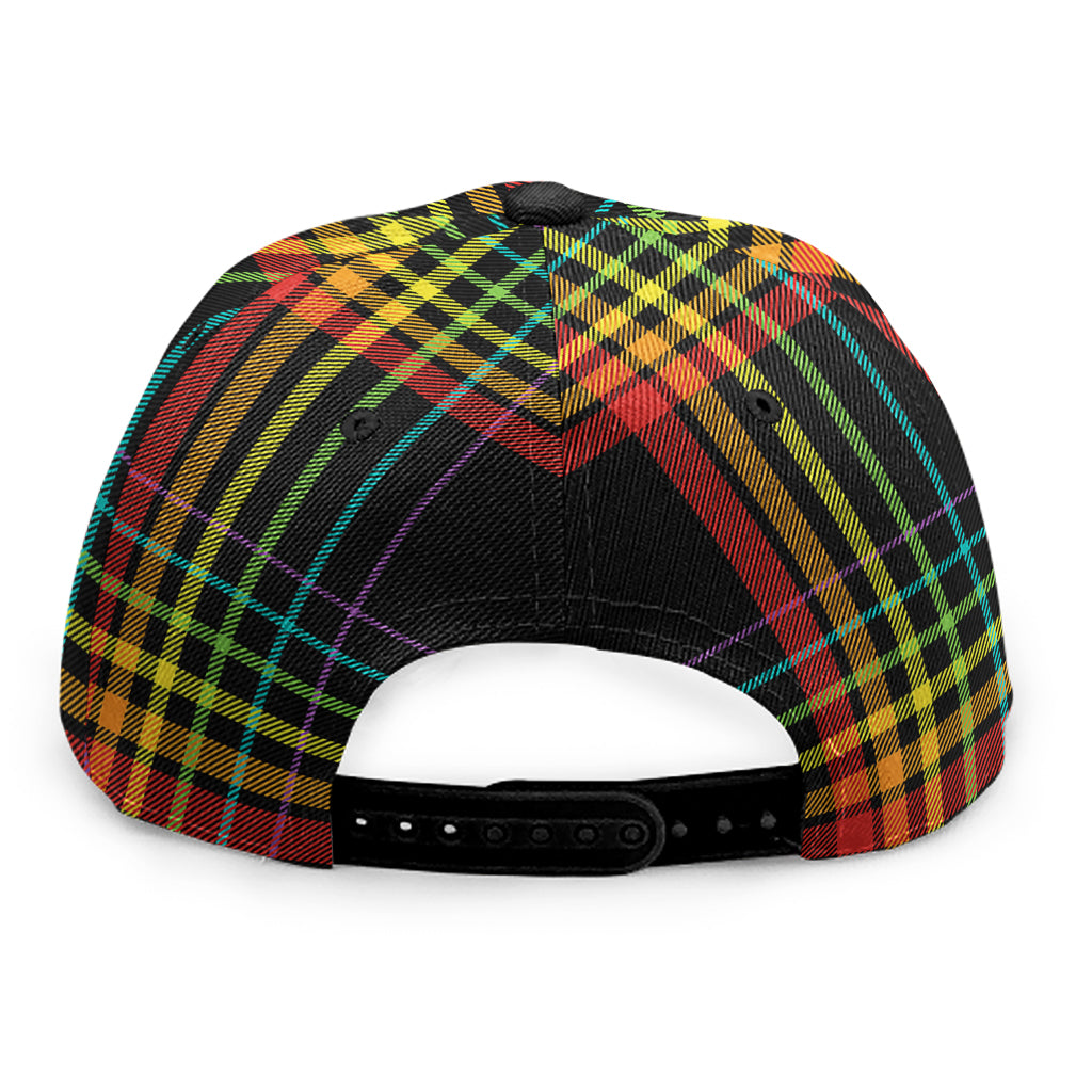 Rainbow Tartan Pattern Print Snapback Cap