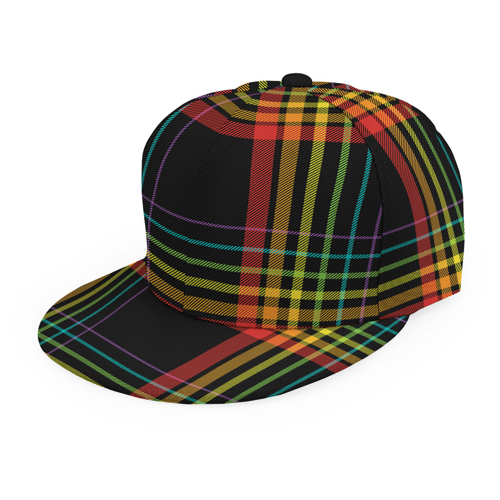 Rainbow Tartan Pattern Print Snapback Cap