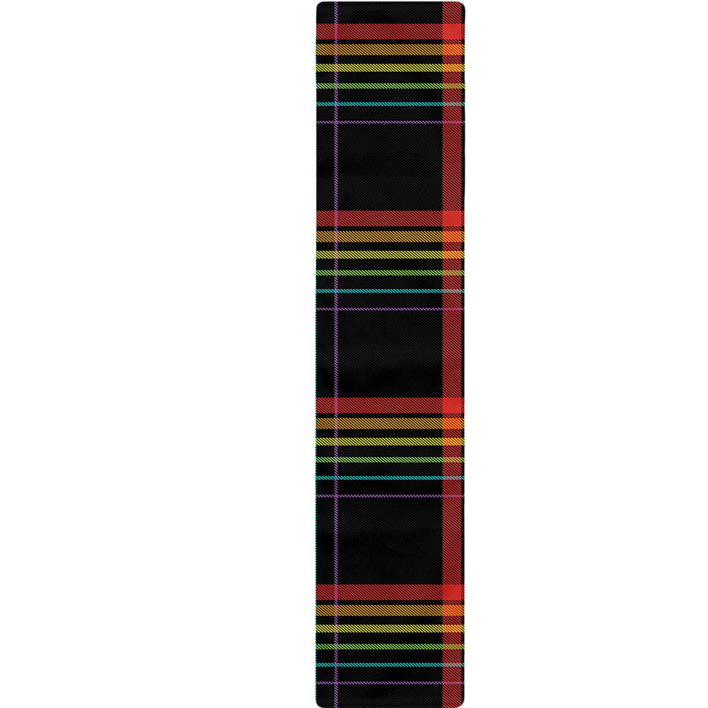 Rainbow Tartan Pattern Print Table Runner