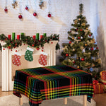 Rainbow Tartan Pattern Print Tablecloth