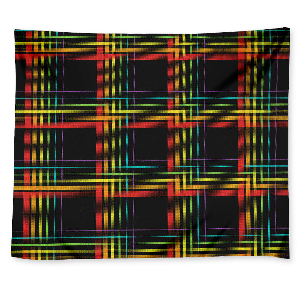 Rainbow Tartan Pattern Print Tapestry