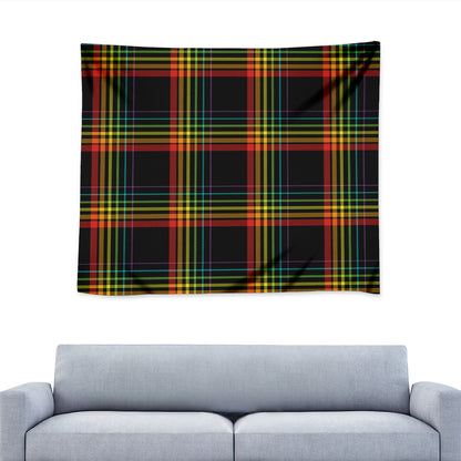 Rainbow Tartan Pattern Print Tapestry