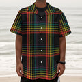 Rainbow Tartan Pattern Print Textured Short Sleeve Shirt