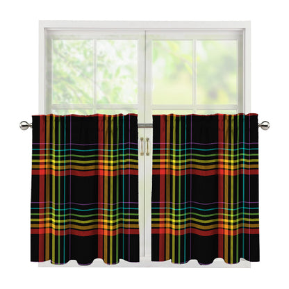 Rainbow Tartan Pattern Print Tier Curtains