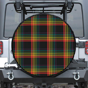 Rainbow Tartan Pattern Print Tire Cover