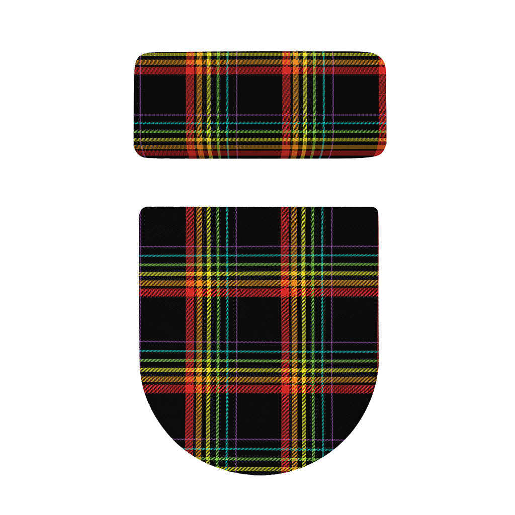 Rainbow Tartan Pattern Print Toilet Lid And Tank Cover Set