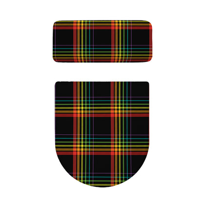 Rainbow Tartan Pattern Print Toilet Lid And Tank Cover Set