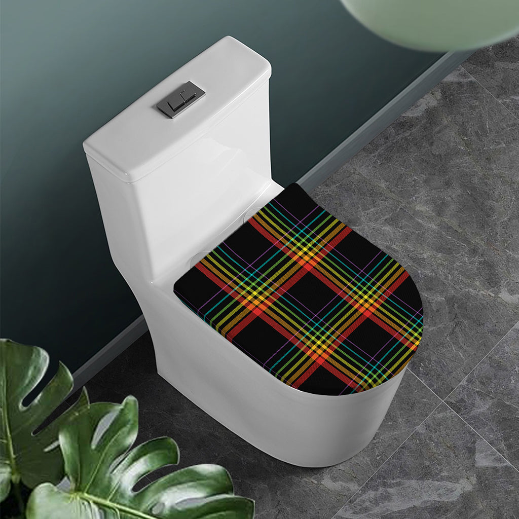 Rainbow Tartan Pattern Print Toilet Lid Cover