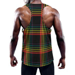 Rainbow Tartan Pattern Print Training Tank Top