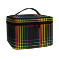 Rainbow Tartan Pattern Print Travel Makeup Bag