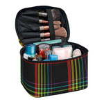 Rainbow Tartan Pattern Print Travel Makeup Bag