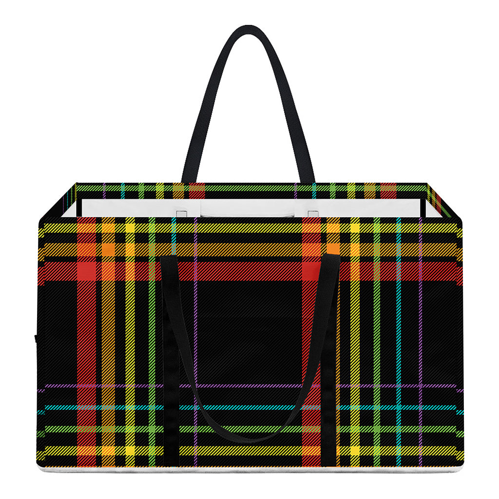 Rainbow Tartan Pattern Print Utility Tote Bag