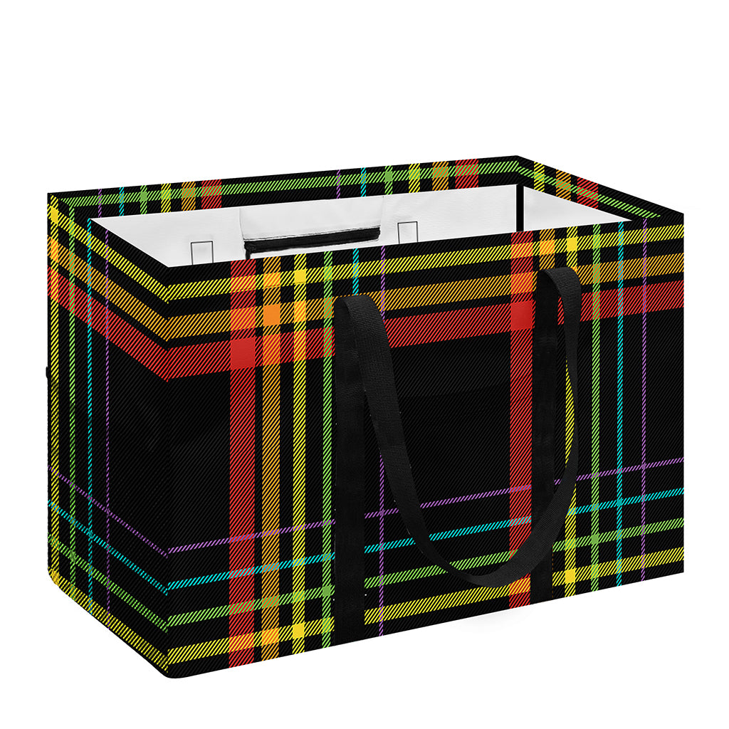 Rainbow Tartan Pattern Print Utility Tote Bag