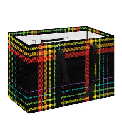 Rainbow Tartan Pattern Print Utility Tote Bag