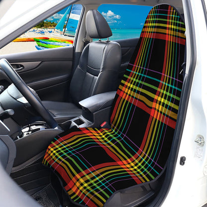 Rainbow Tartan Pattern Print Waterproof Car Seat Cover