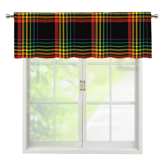 Rainbow Tartan Pattern Print Window Valance