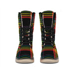 Rainbow Tartan Pattern Print Winter Boots