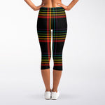 Rainbow Tartan Pattern Print Women's Capri Leggings