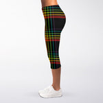 Rainbow Tartan Pattern Print Women's Capri Leggings