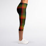 Rainbow Tartan Pattern Print Women's Capri Leggings