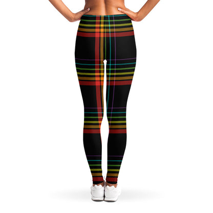 Rainbow Tartan Pattern Print Women's Leggings