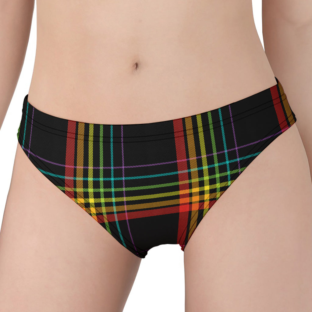 Rainbow Tartan Pattern Print Women's Panties